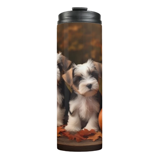 Bouteilles Isothermes Biewer Terrier Chiot Automne Citrouille délice (Devant)