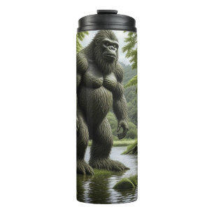 Bouteilles Isothermes Bigfoot debout dans un dessin animé de ruisseau