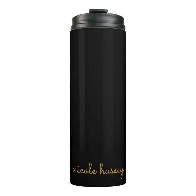 Bouteilles Isothermes Black and Gold Script  | Stylish Monogram Modern (Devant)