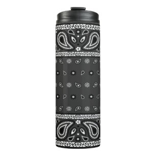 Bouteilles Isothermes Black Grey Bandana Paisley Country Hip hop Cowboy