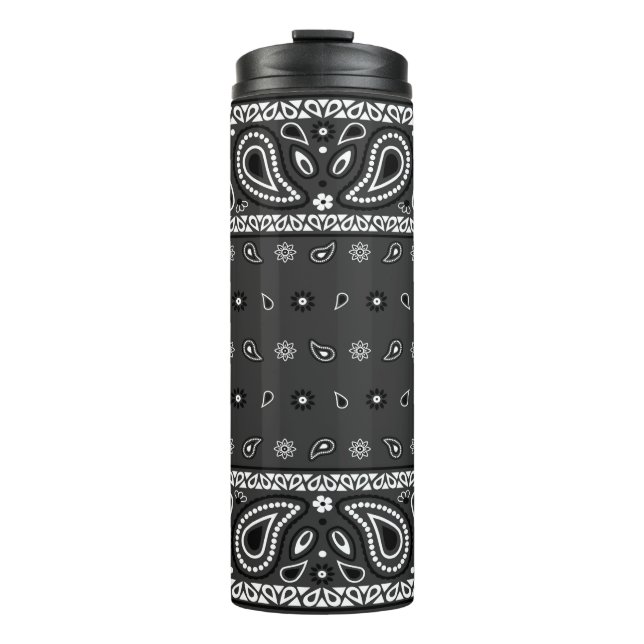 Bouteilles Isothermes Black Grey Bandana Paisley Country Hip hop Cowboy (Devant)