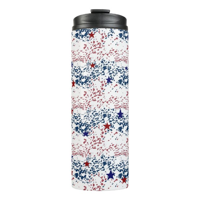 Bouteilles Isothermes Blancs rouges et bleus avec étoiles (Devant)