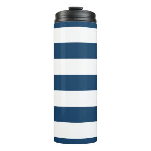 Bouteilles Isothermes Bleu de marine, Blancs, Motif rayé