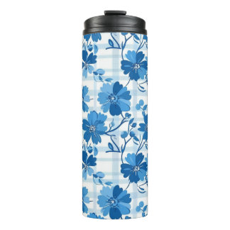 Bouteilles Isothermes Bleu En vichy Fleur d'hiver