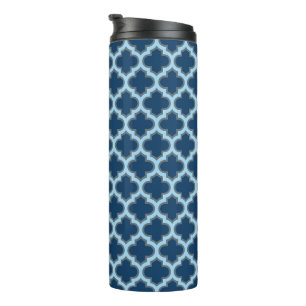 Bouteilles Isothermes Bleu et Bébé Bleu Trellis, treillis, Quatrefoil