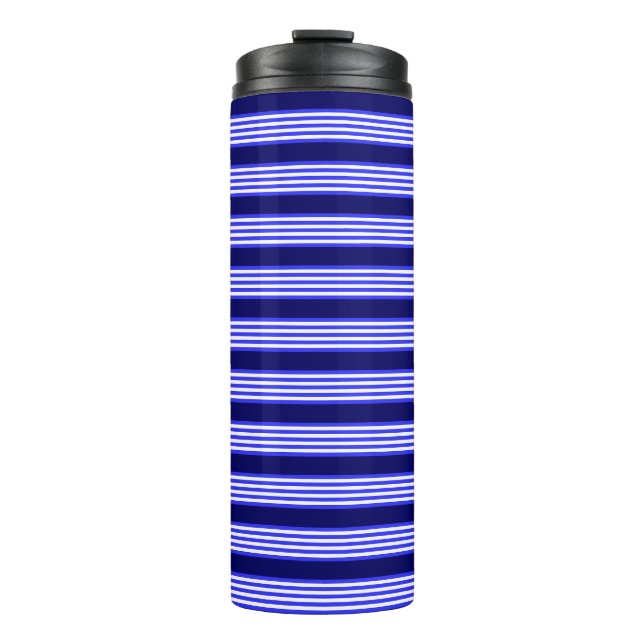 Bouteilles Isothermes Bleu et blanc cinq bandes motif (Devant)