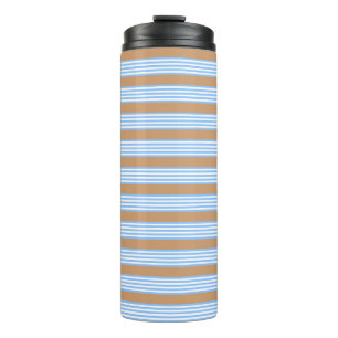 Bouteilles Isothermes Bleu et blanc cinq bandes motif avec bronze