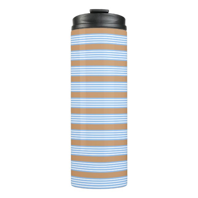 Bouteilles Isothermes Bleu et blanc cinq bandes motif avec bronze (Devant)