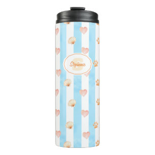 Bouteilles Isothermes Bleu et blanc - Coeurs, Empreinte de patte, Coque