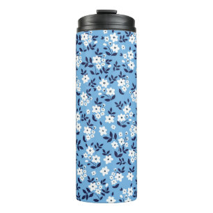 Bouteilles Isothermes Bleu, Fleurs blanches : Vintage