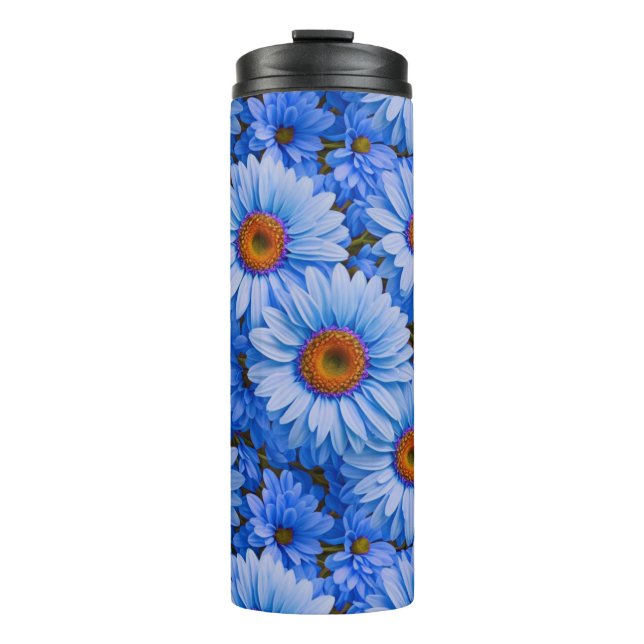 Bouteilles Isothermes Bleu floral bleu tournesol bleu marguerites motif (Devant)