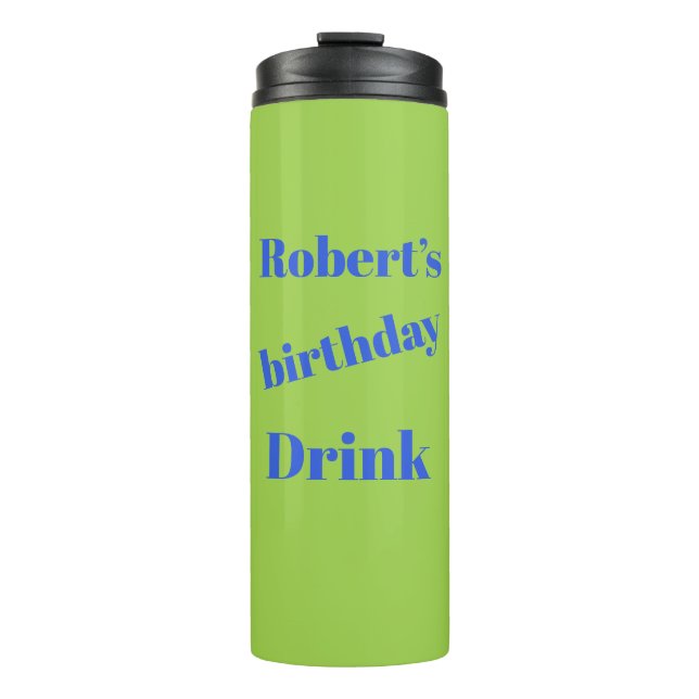 Bouteilles Isothermes Bleu Gras Sur Lime Vert Anniversaire (Devant)