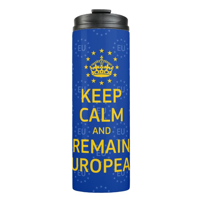 Bouteilles Isothermes Bleu Jaune amusant Garder calme Crown Europe Art (Devant)