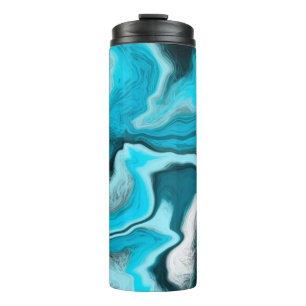Bouteilles Isothermes Bleu, noir et Marbre blanc Fluid Art