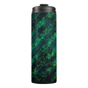 Bouteilles Isothermes Bleu noir vert rayé arrière - plan avec flou, gra
