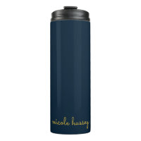 Bleu Nuit Or Script | Monogramme Moderne Élégant