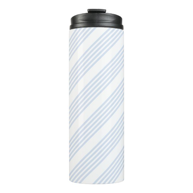 Bouteilles Isothermes Bleu pâle et blanc cinq bandes motif (Devant)