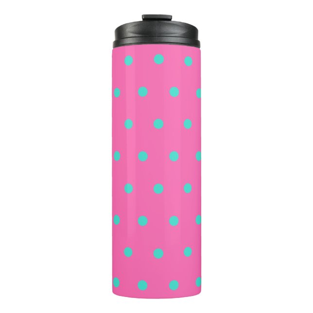 Bouteilles Isothermes Bleu rose Turquoise Pois (Devant)