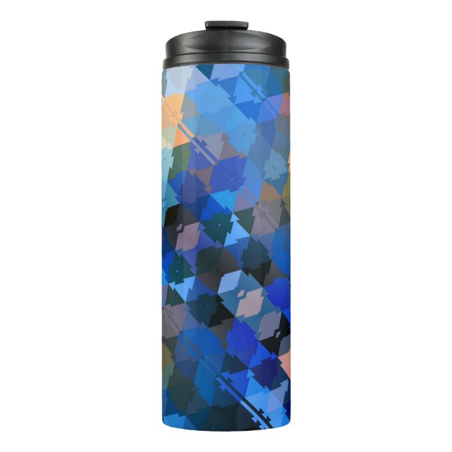 Bouteilles Isothermes Bleus Abstrait violet et triangles or (Devant)