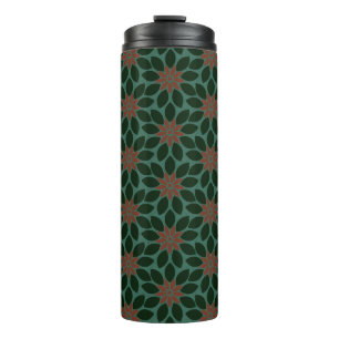 Bouteilles Isothermes Bloc Imprimer Carrelage Fleurs vert foncé rouge