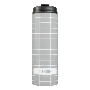 Bouteilles Isothermes Blocs de carreaux gris et blanc personnalisés