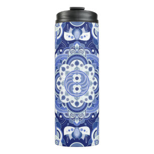 Bouteilles Isothermes Blue colors vintage geometric pattern. Light india