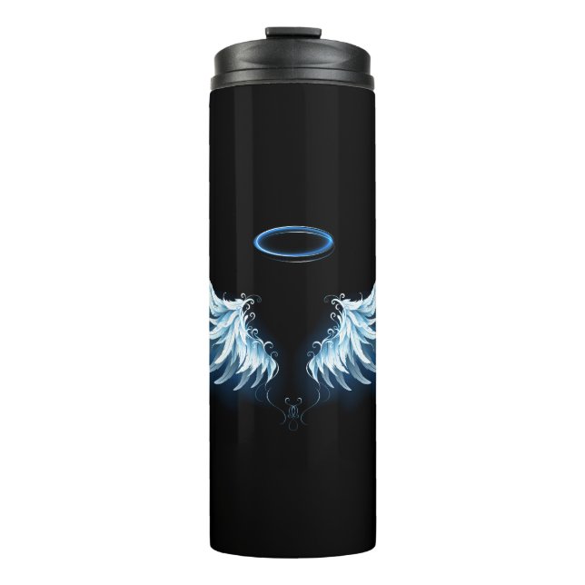 Bouteilles Isothermes Blue Glowing Angel Wings on black background (Devant)