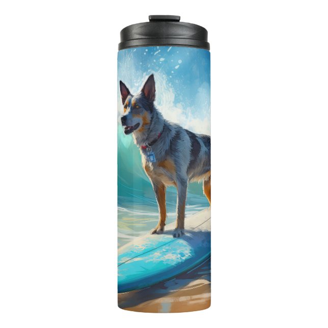 Bouteilles Isothermes Blue Heeler Beach Surfing Peinture (Devant)