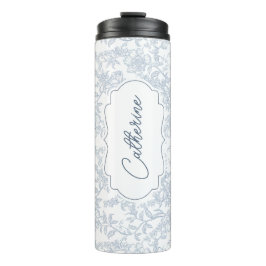 Bouteilles Isothermes Blue Toile Floral with Script Personalization