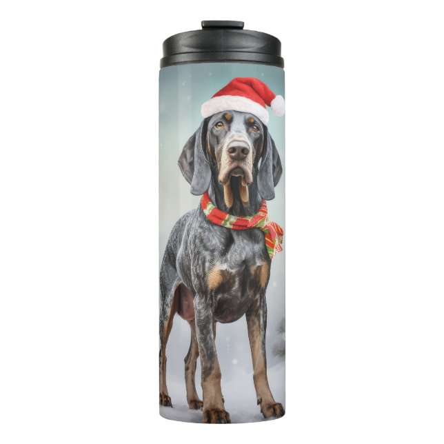 Bouteilles Isothermes Bluetick Coonhound Dog en Noël de neige (Devant)