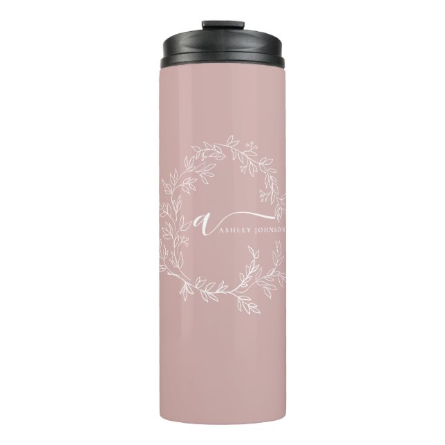 Bouteilles Isothermes Blush Dusty Rose Écriture Moderne Féminin Monogram (Devant)