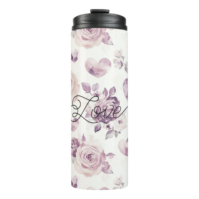 Bouteilles Isothermes Blush Purple Hearts Flowers Love (Devant)