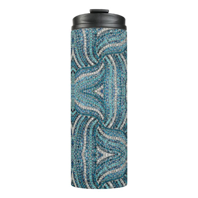 Bouteilles Isothermes bohème chic gris argenté bleu turquoise (Devant)