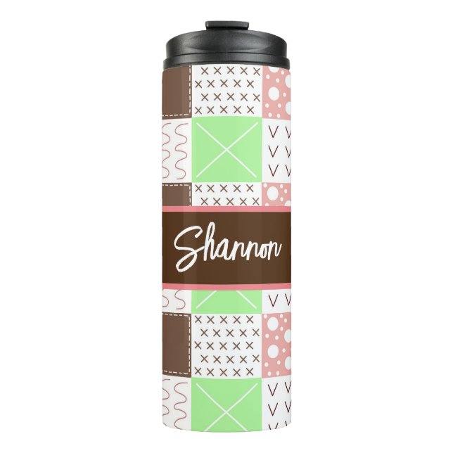 Bouteilles Isothermes Boho Brown, Bourgogne, vert et mauve Whimsical (Devant)