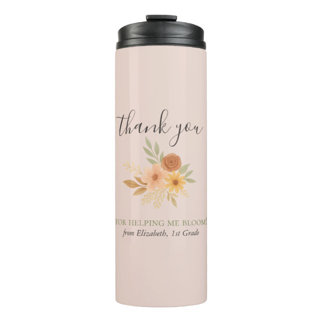 Bouteilles Isothermes Boho Floral Aquarelle Enseignant Merci (Devant)