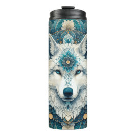 Bouteilles Isothermes Boho Rustique Loup Blanc Mandala