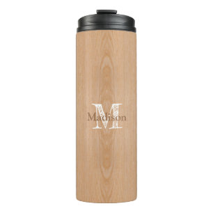 Bouteilles Isothermes Bois brun clair grain Monogramme personnalisé