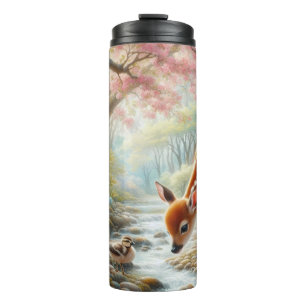 Bouteilles Isothermes Bois de printemps avec canard et faon/cerf