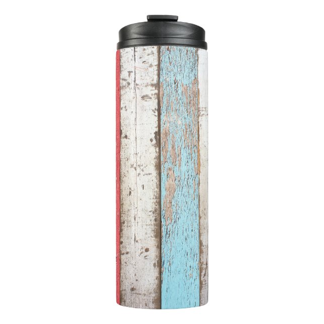 Bouteilles Isothermes Bois vintage : Texture criquée multicolore. (Devant)