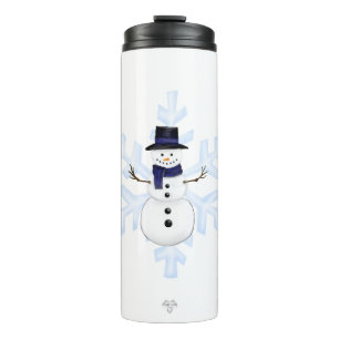 Bouteilles Isothermes Bonhomme de neige classique Écharpe bleue Flocons 