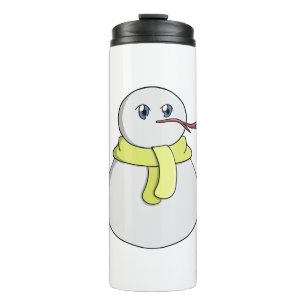 Bouteilles Isothermes Bonhomme de neige portant une écharpe jaune