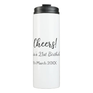 Bouteilles Isothermes Bonjour 21e anniversaire ajouter nom date simple m
