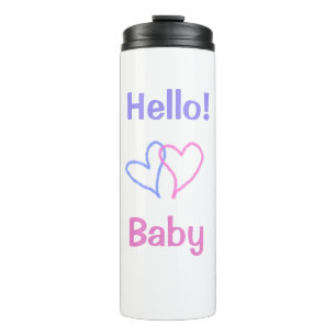 Bouteilles Isothermes Bonjour bébé rose violet cœur aquarelle boho