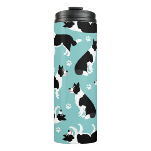 Bouteilles Isothermes Bordure Collie et Empreinte de patte
