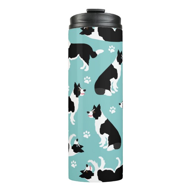 Bouteilles Isothermes Bordure Collie et Empreinte de patte (Devant)