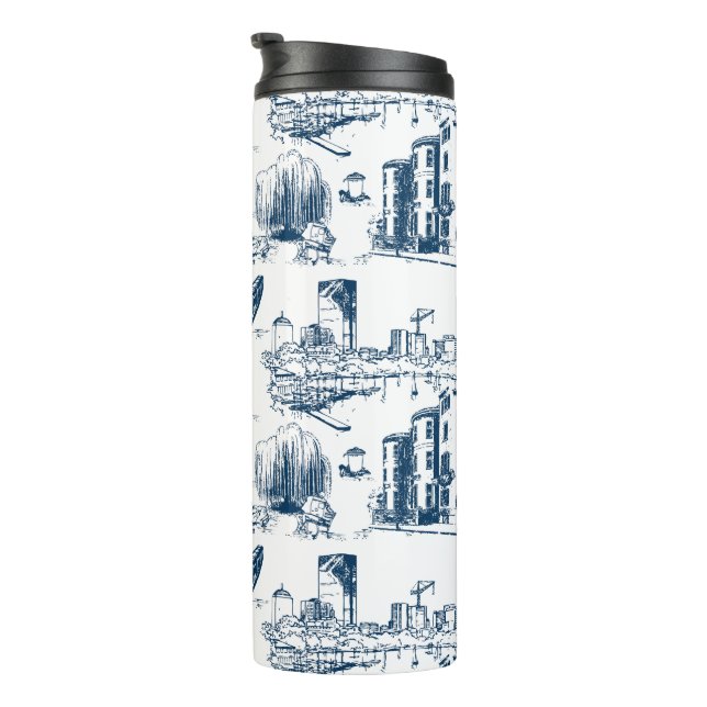 Bouteilles Isothermes Boston Toile Navy (Tourné sur la droite)