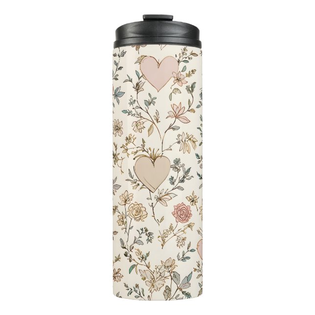 Bouteilles Isothermes Botanical Hearts Romantic Floral Valentine Pattern (Devant)
