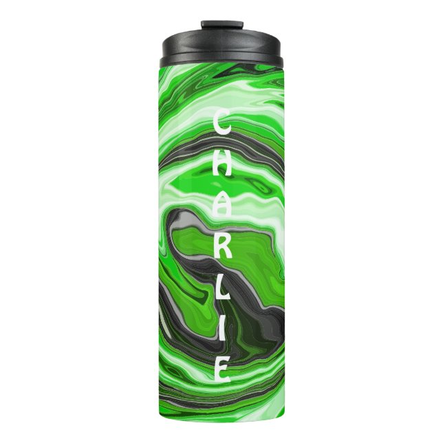 Bouteilles Isothermes Boucles de chaux vert et noir personnalisées (Devant)