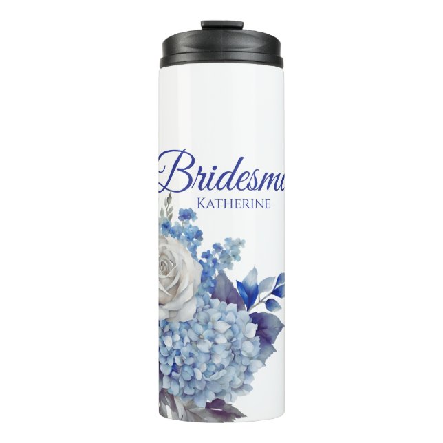 Bouteilles Isothermes Bouquet-Bridesmaid bleu aquarelle (Devant)