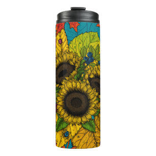 Bouteilles Isothermes Bouquet d'automne en bleu